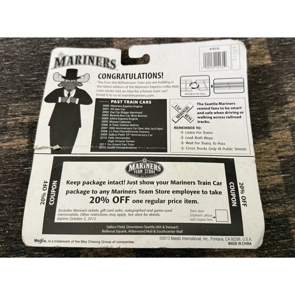 2013 Tom Wilhelmsen Die Cast SGA Seattle Mariners Express Train Series MLB